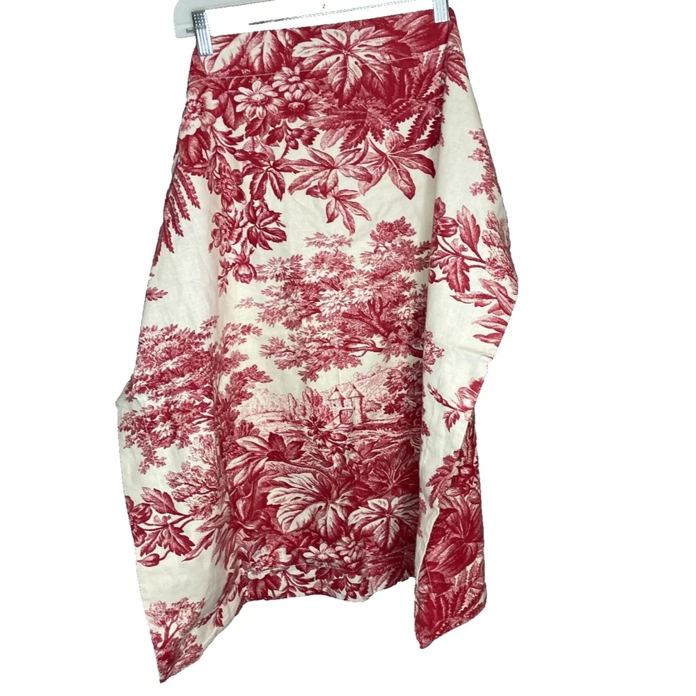 Vtg Pottery Barn Duvet Cover Cotton Linen Blend Sorrel Red Floral with Sham